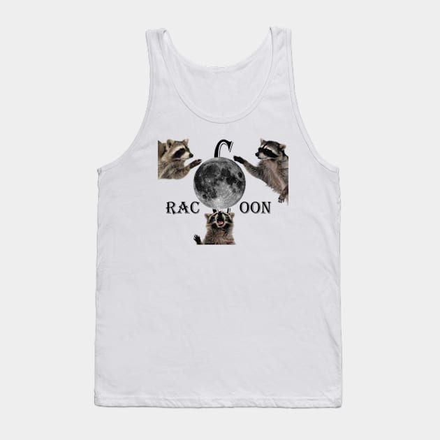 Three Raccoons Vintage Graphic T-shirts, Retro Raccoon Moon Tshirt, Raccoon Lovers, Funny Raccon Tee, Oversized Washed Tee, Raccoon Gifts oldschoolcult Tank Top by ElRyan